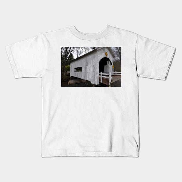 Short Covered Bridge Kids T-Shirt by KirtTisdale